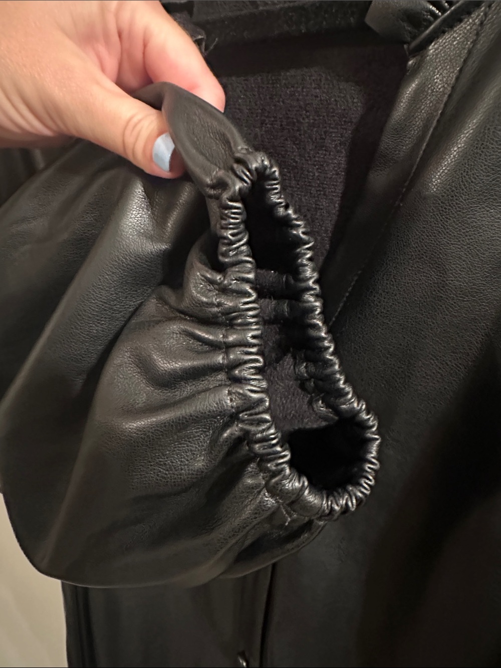 Marc New York Black Faux Leather Ruffle-Collar Snap Front Jacket - Picture 7 of 12